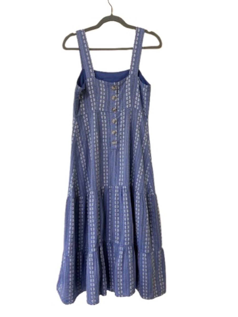 Madewell Blue Floral Tiered Midi Dress Women’s 2 Square Neck Cottagecore Pockets - Picture 5 of 9